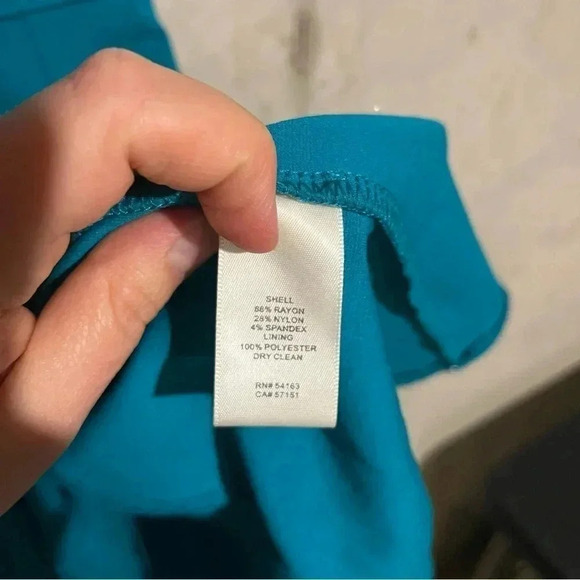 Eliza J Fit & Flare Dress Teal Pleats Sz 6 Exposed Back Zipper Cap Sleeves - Picture 4 of 8